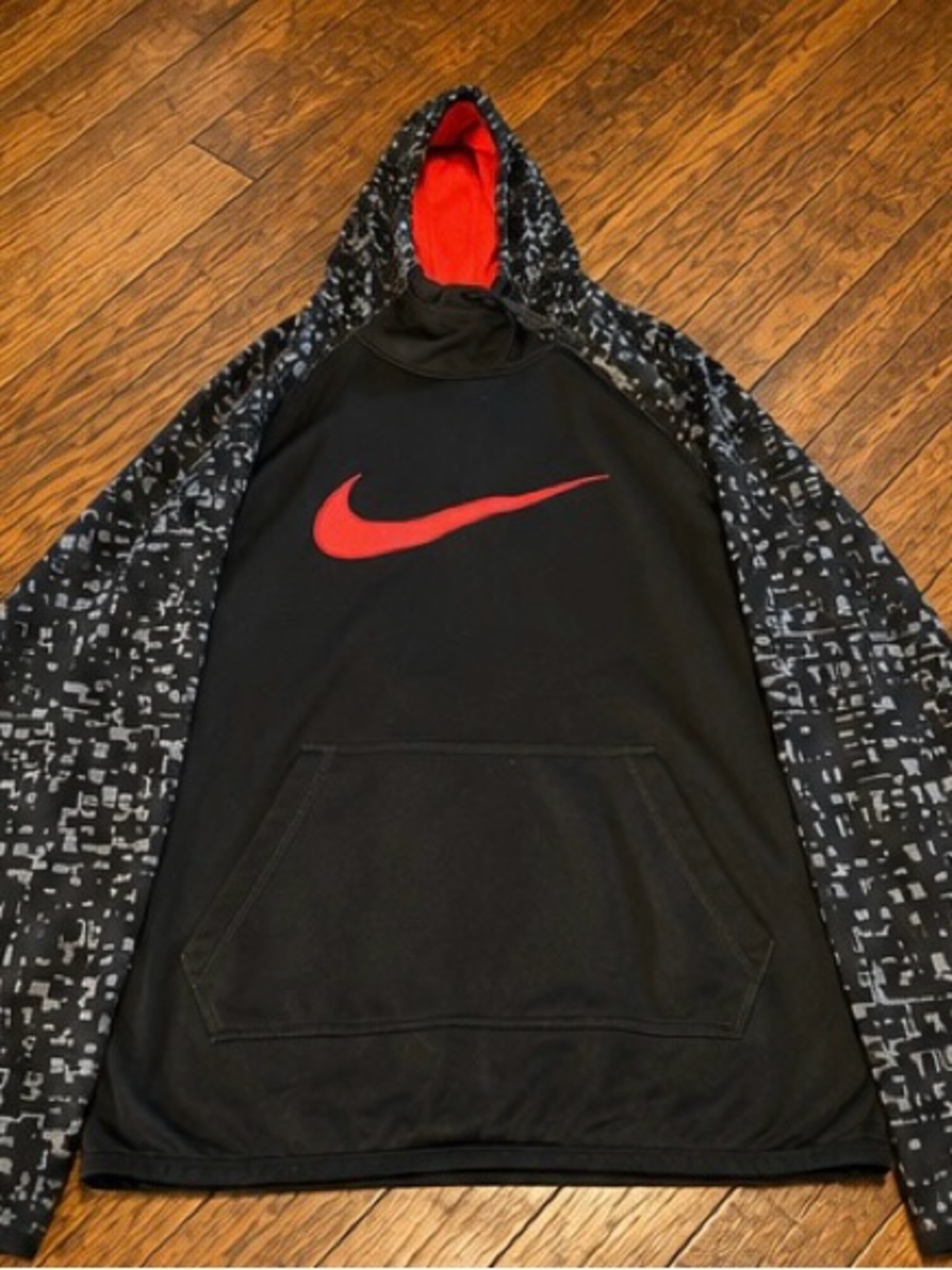 Nike Men’s Black Pullover Crewneck with Red Swoosh